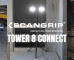 Mobilny maszt oświetleniowy Scangrip Tower 8 Connect na statywie, oświetlający wnętrze w stanie surowym.