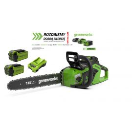 40V pilarka łańcuchowa 40 cm Greenworks GD40CS18K2X zestaw ładowarka + 2x aku 2Ah