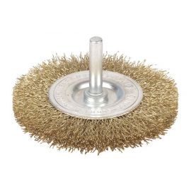 Szczotka tarczowa 75 mm Wolfcraft - drut mosiężny, trzpień - zdjęcie 1
