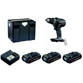 ZESTAW PANASONIC PN-BOX CARBON: wkrętarka 74A2X + 3 baterie 18V/3,0Ah, ładowarka, Tanos T-lock systener - zdjęcie 1