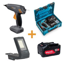 Zestaw narzędzi zszywacz J-550 + pistolet MG5011 + lampa Basic Connect + akumulator Starmix