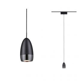 Oprawa zwieszana na szynoprzewód LYROS LED 5W 640lm IP20 3000K 48V DC czarny matowy / aluminium
