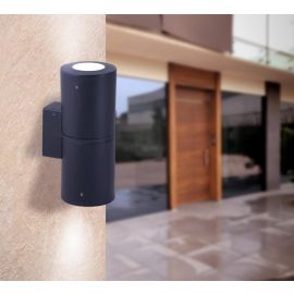 Oprawa elewacyjna FRANCA 90-2L WALL FROSTED Fumagalli GU10 LED CCT 2x4,8W 240 mm 2700K/4000K SET IP55 góra/dół 230V czarny / tworzywo sztuczne - zdjęcie 1